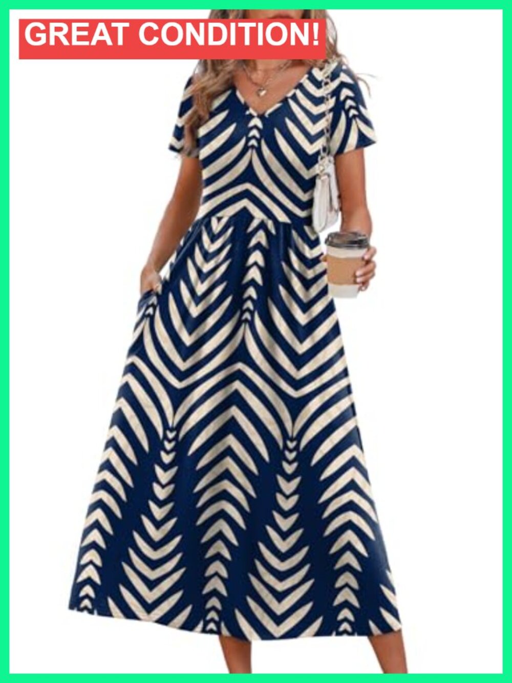 Women's Flowy A-Line Midi Dress with Pockets S-2XL